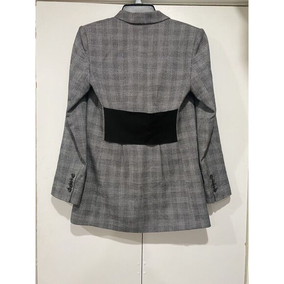 Veronika Maine blazer jacket womens Sz 10 Double Breasted Gray Black Glen Plaid - Picture 9 of 16